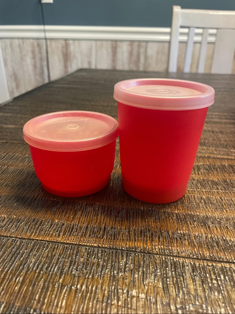 Vintage Tupperware Stackable Pink-Red Food Storage Containers Set